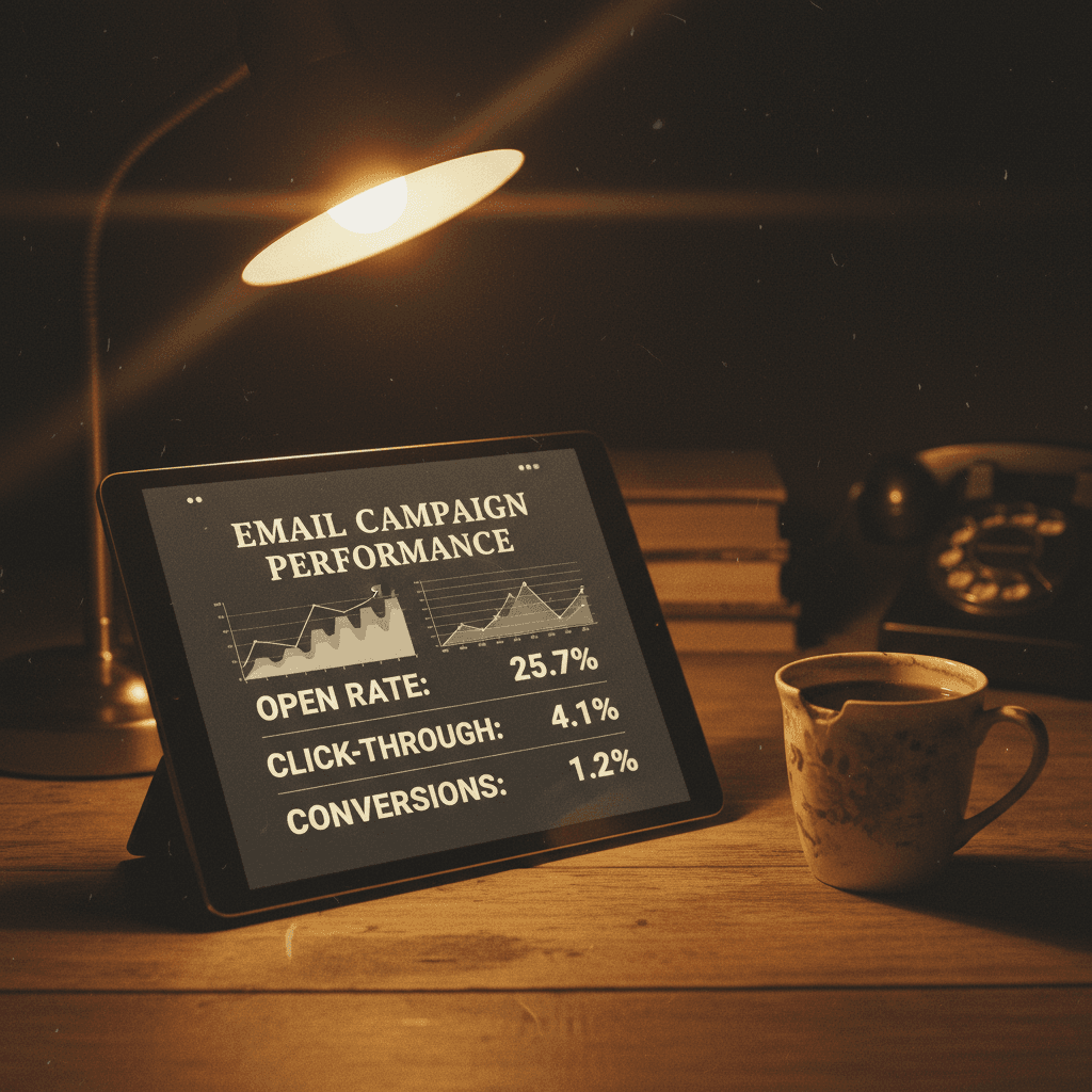 Email marketing dashboard on tablet